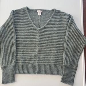 Cozy Sincerely Jules Sage V-Neck Ribbed Sweater